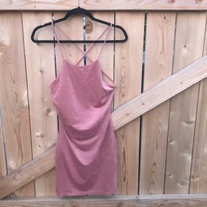 Suede open back mauve dress